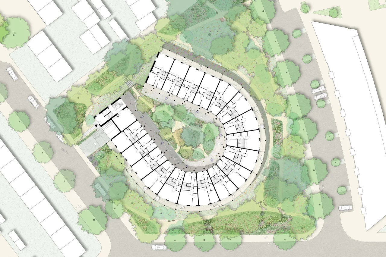 LEVS Root maaiveldsituatie beeld LEVS architecten en BOOM Landscape zoom min