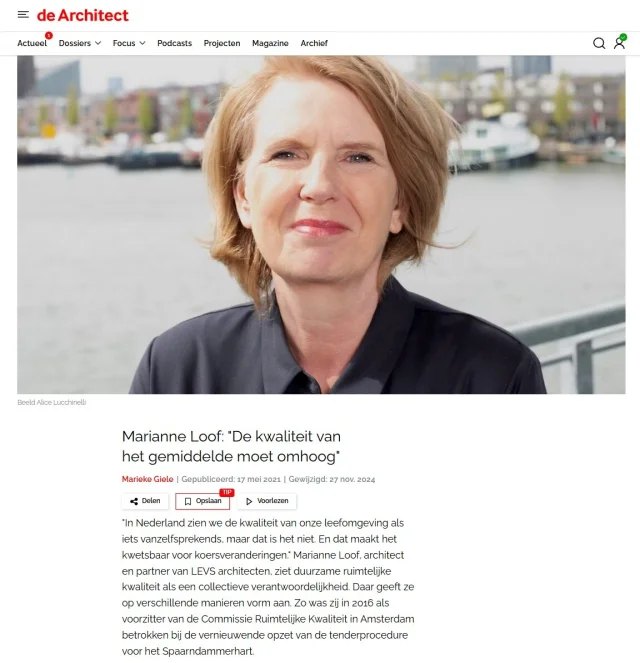 De Architect interviewt Marianne Loof: "De kwaliteit van het gemiddelde moet omhoog"